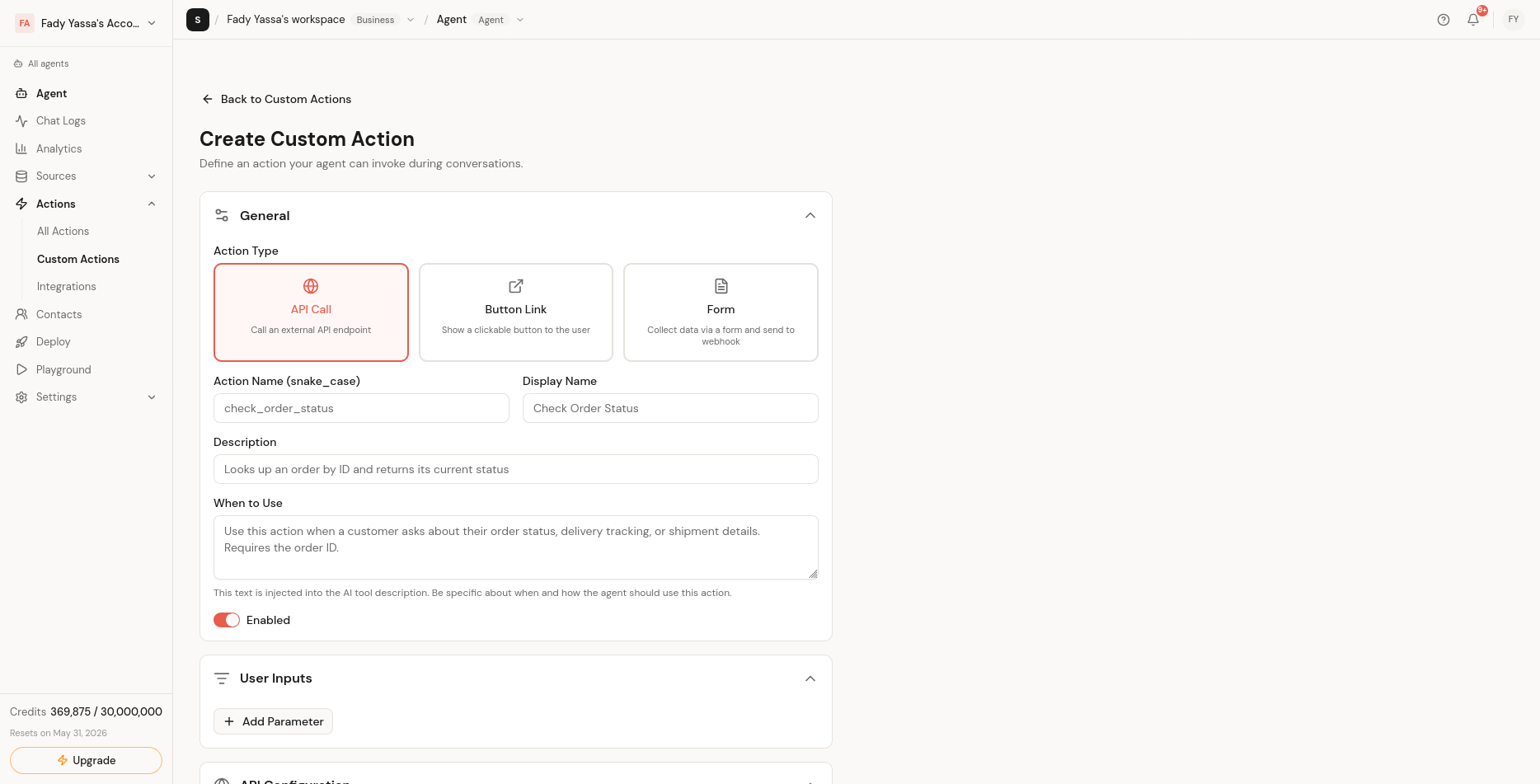 Custom Actions & Webhooks