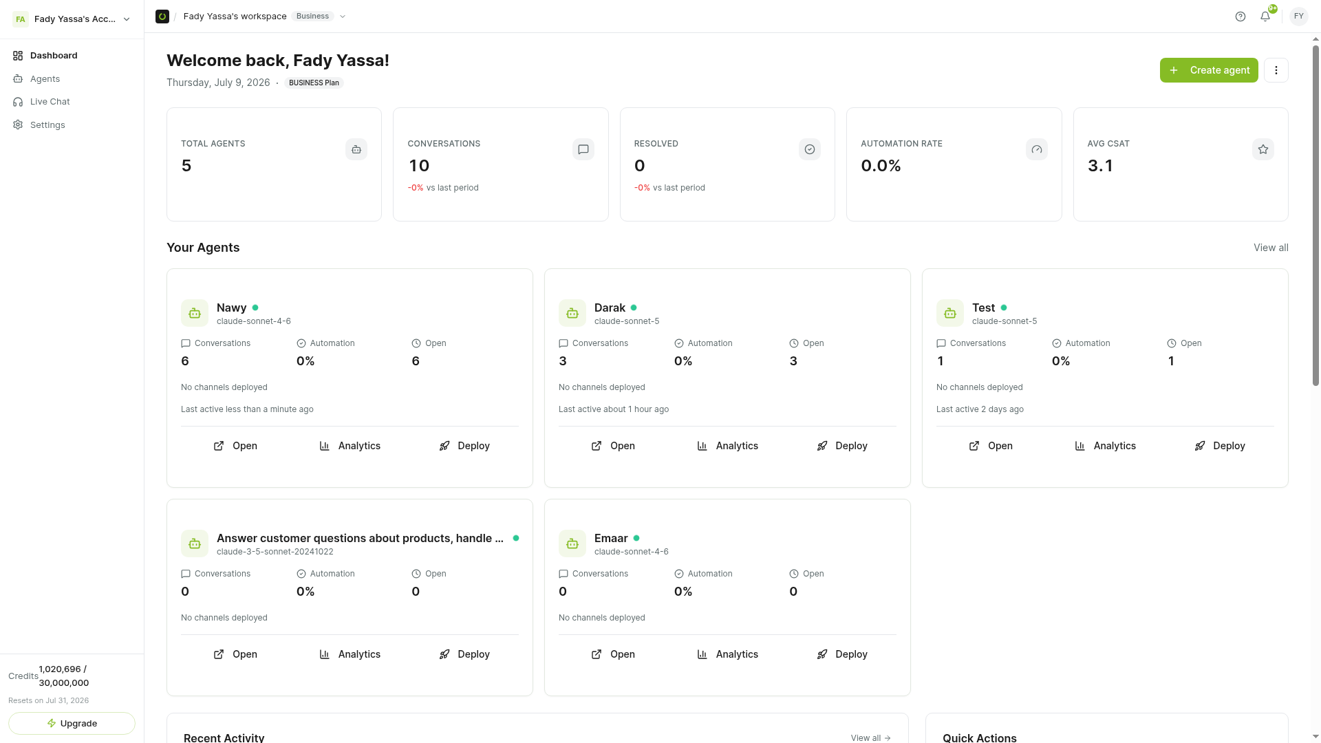 Solveo AI Platform Dashboard
