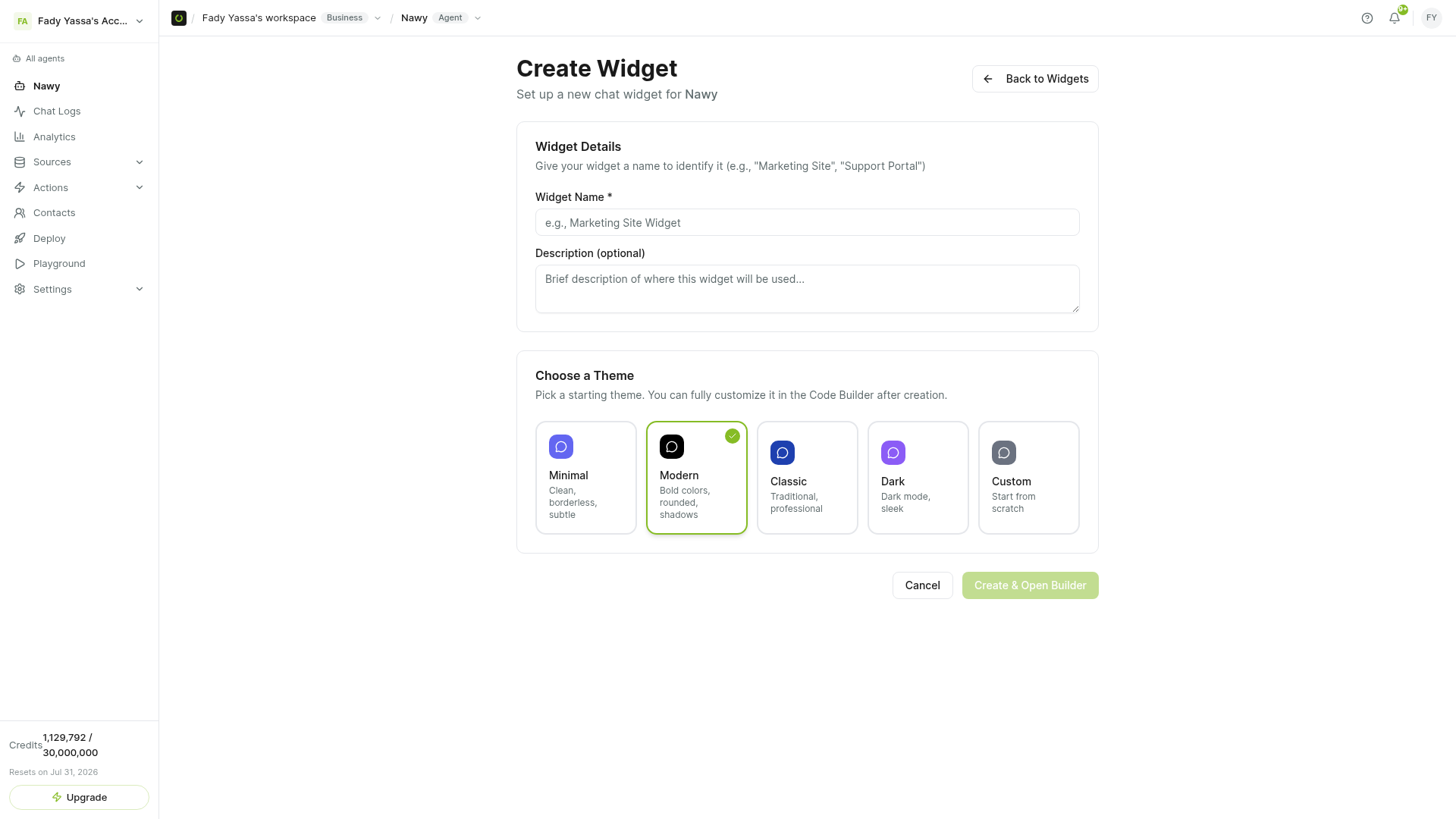 Visual Widget Builder