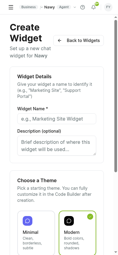 Visual Widget Builder