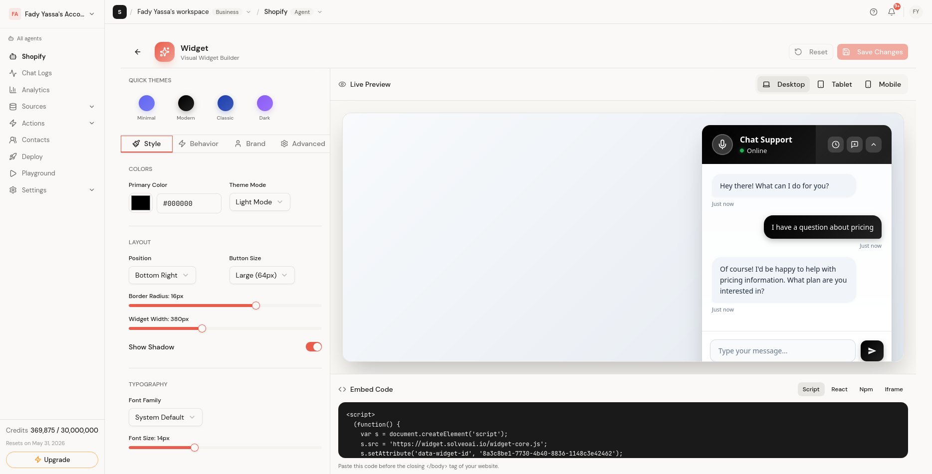 Visual Widget Builder